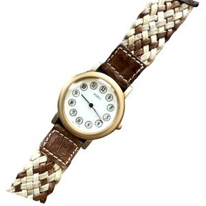 Fossil Watch Vintage 80’s w Woven Leather Band
